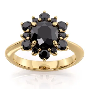 Black Moissanite Snowflake Engagement Ring - All Black Snowflake