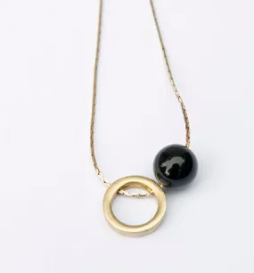 Brass Circle & Onyx Necklace | by brass bold