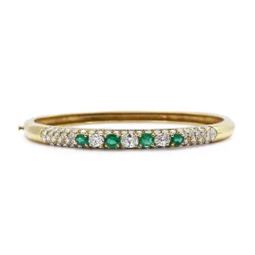 Brilliant & Oval Cut Emerald Hinged Bangle