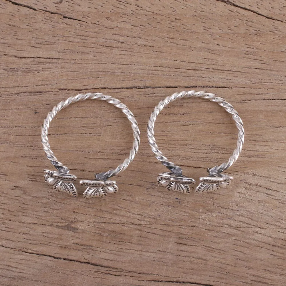 Butterfly Meeting Sterling Silver Toe Rings