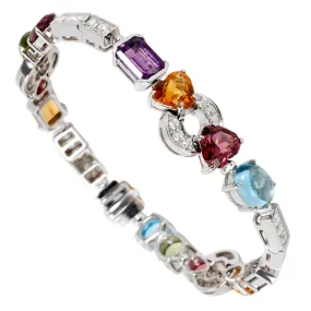 Bvlgari Allegra Diamond & Gemstone White Gold Bracelet