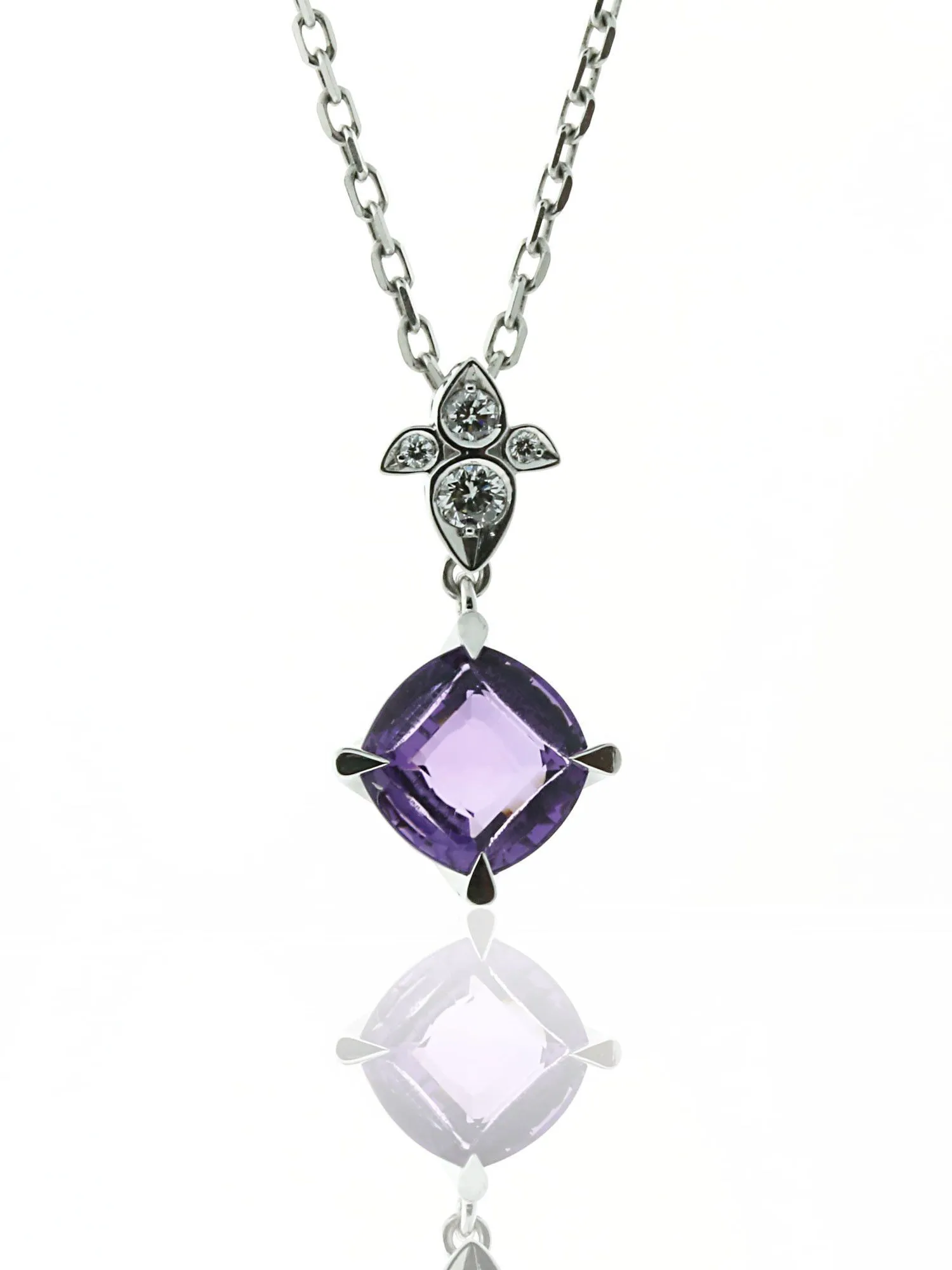 Cartier Inde Mysterieuse Diamond Amethyst Necklace in 18k White Gold