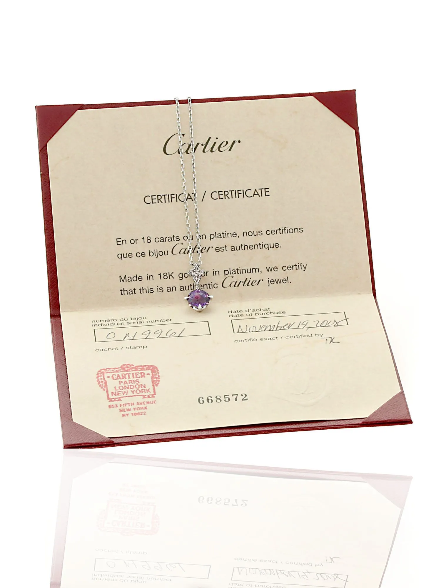 Cartier Inde Mysterieuse Diamond Amethyst Necklace in 18k White Gold