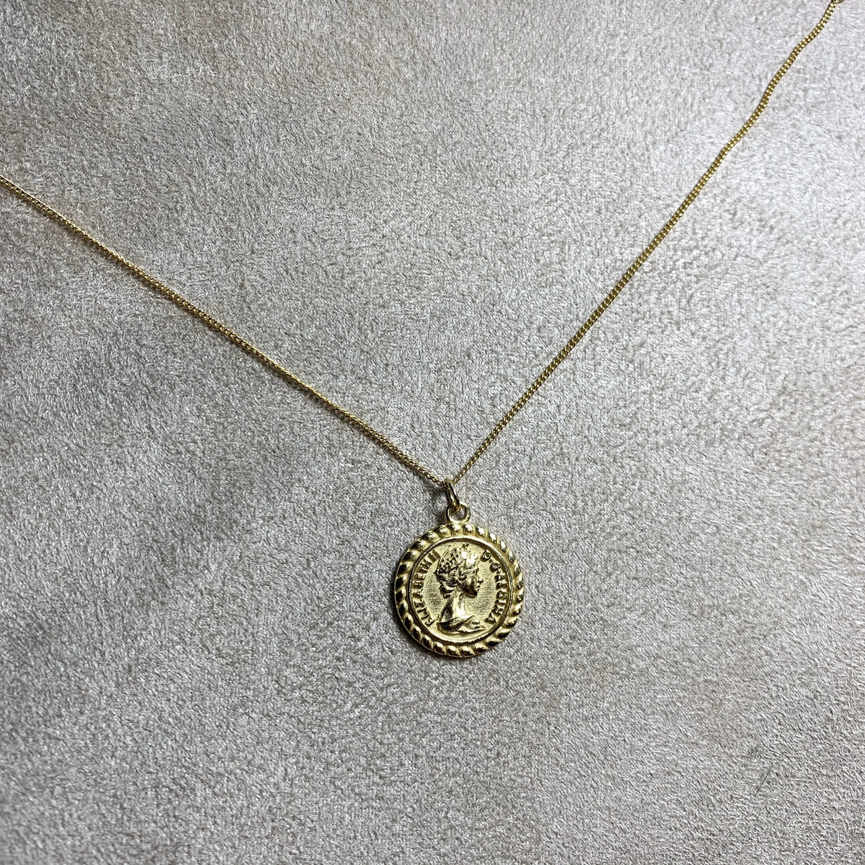 Coin Head Charm Pendant Gold Plated