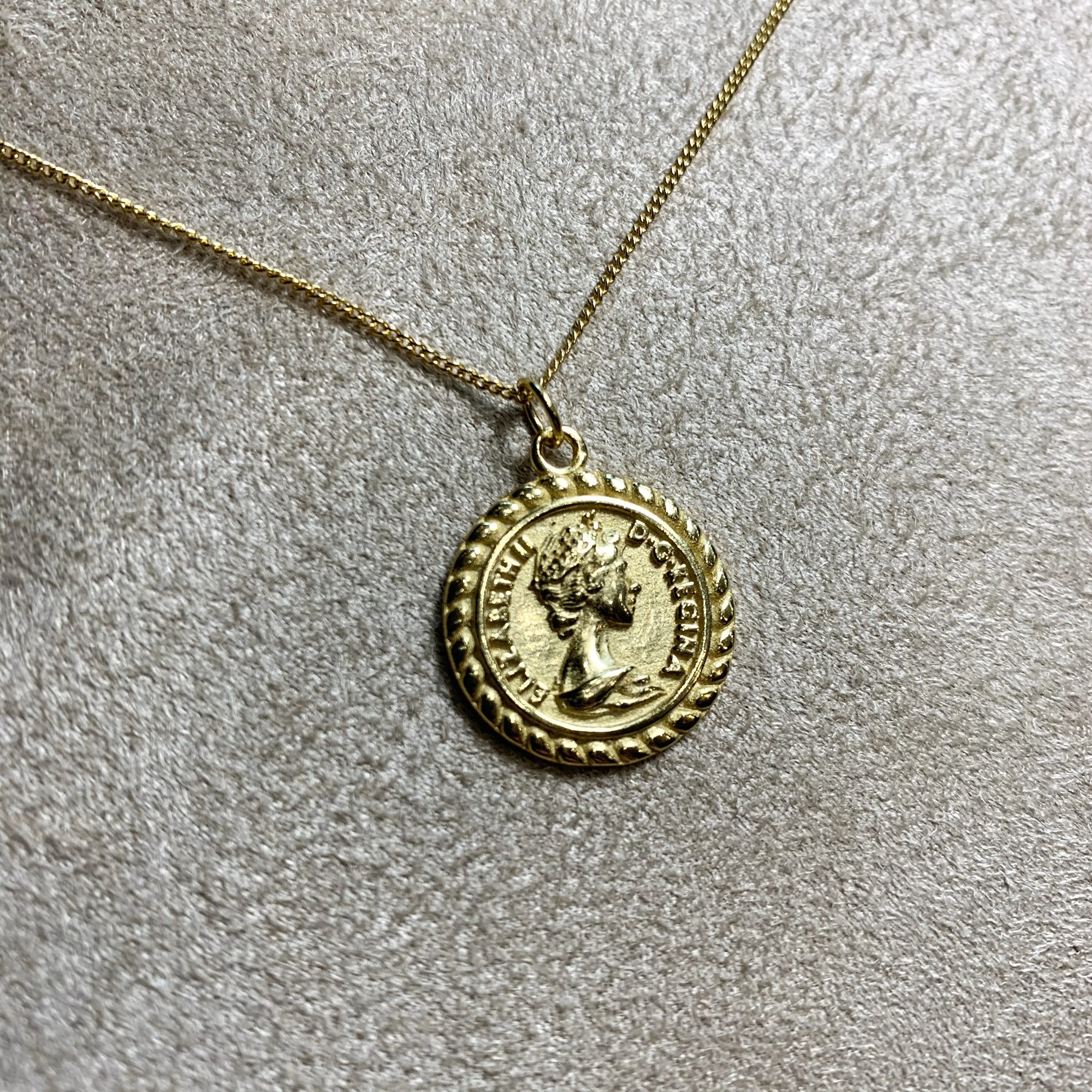 Coin Head Charm Pendant Gold Plated