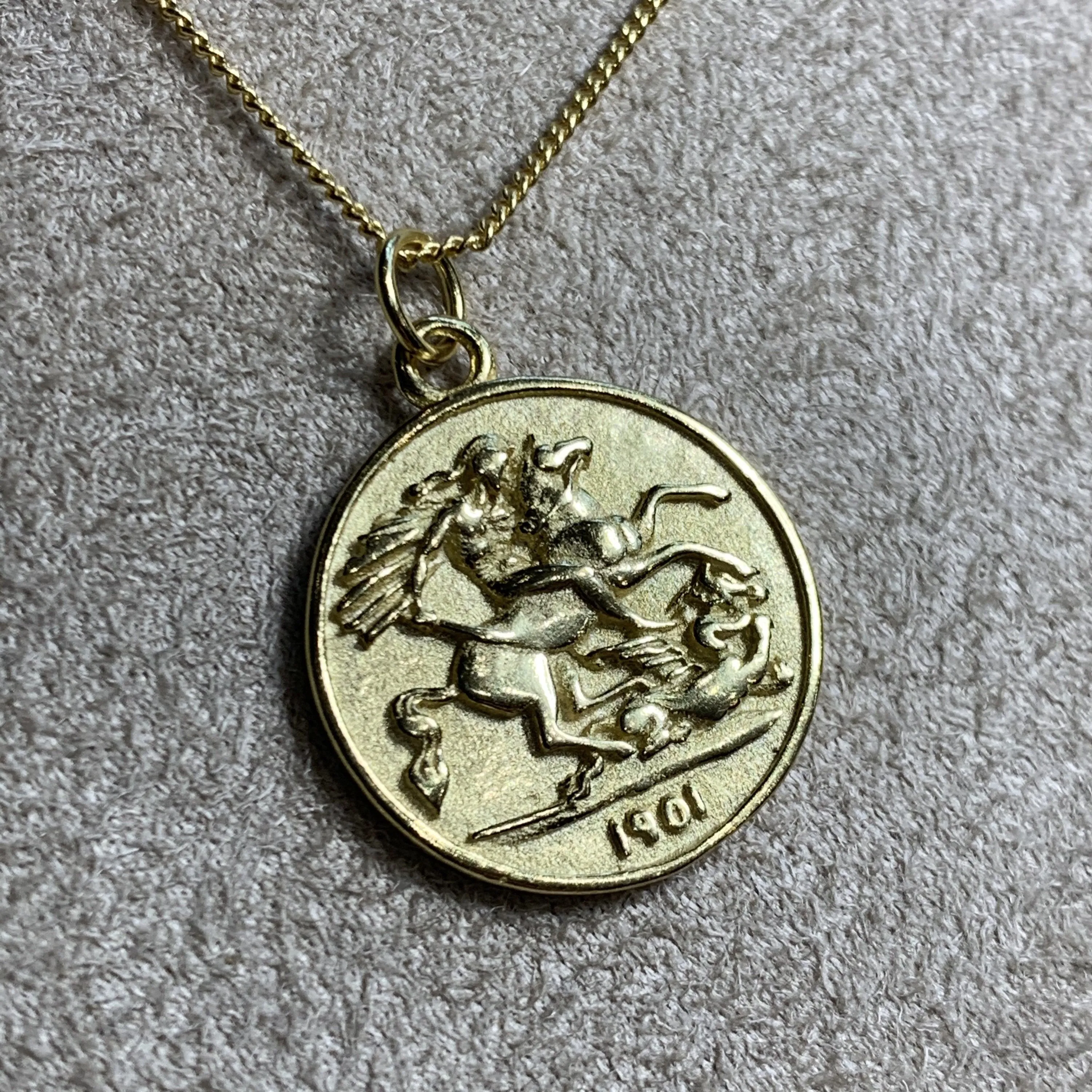 Coin Head Charm Pendant Gold Plated