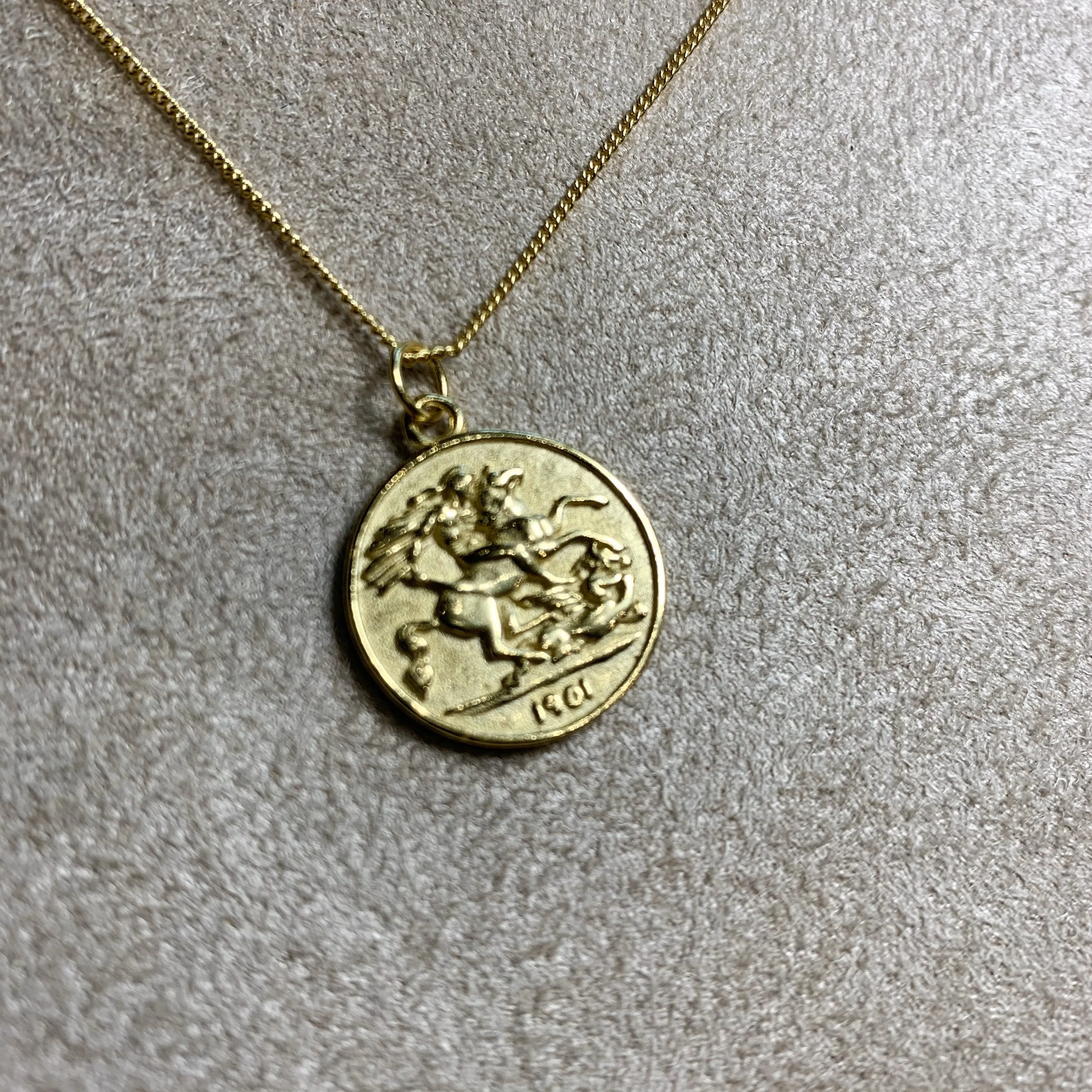 Coin Head Charm Pendant Gold Plated