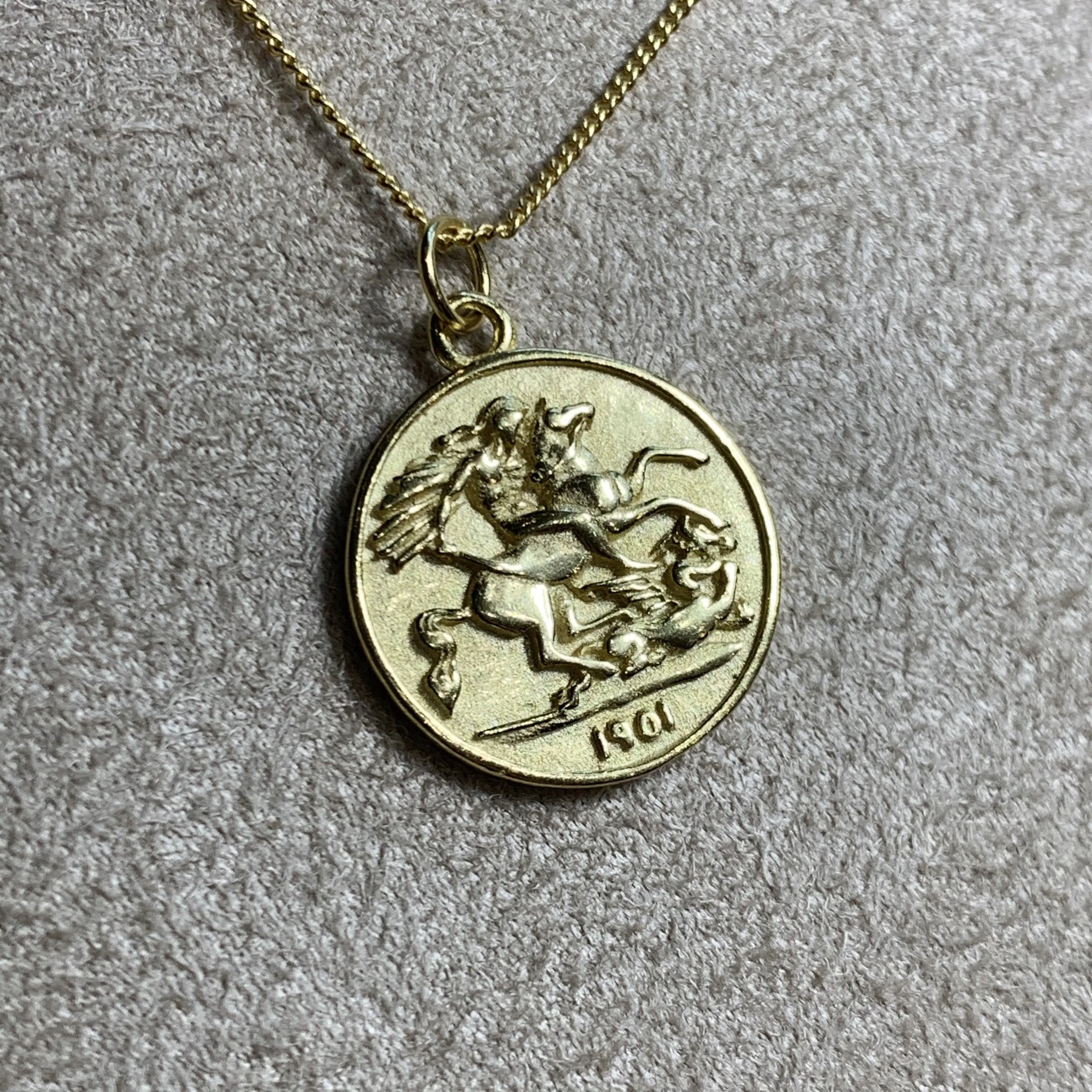 Coin Head Charm Pendant Gold Plated