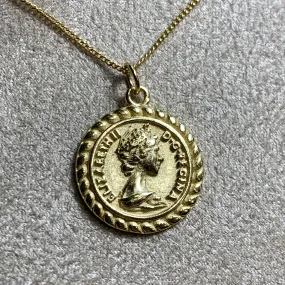 Coin Head Charm Pendant Gold Plated