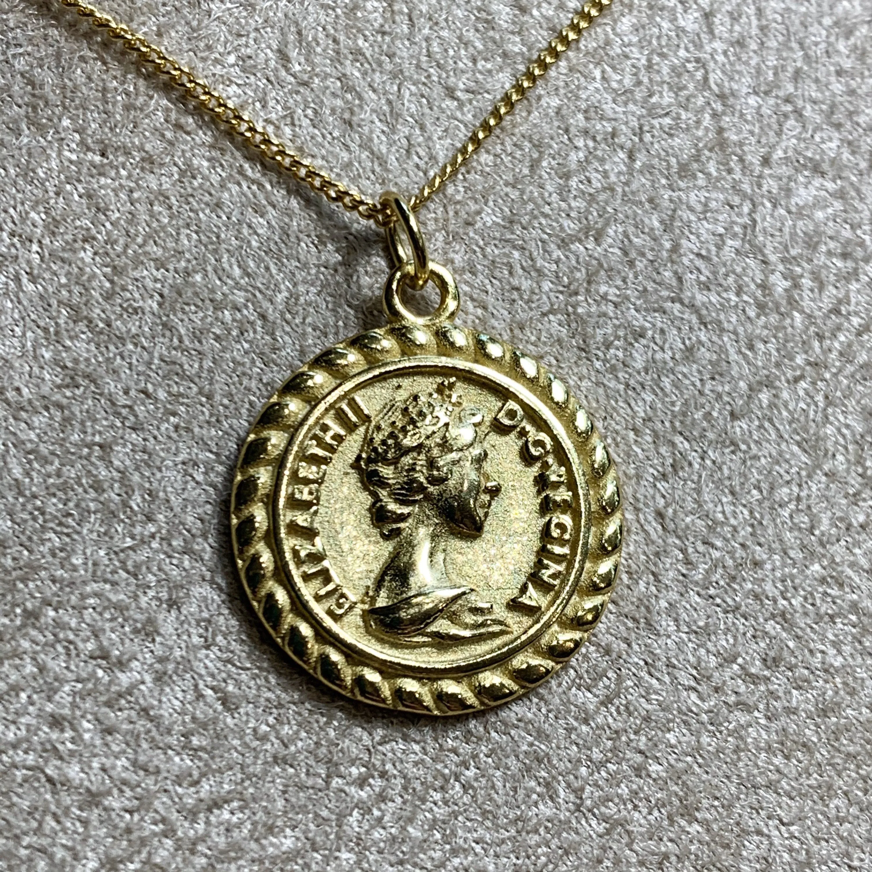 Coin Head Charm Pendant Gold Plated