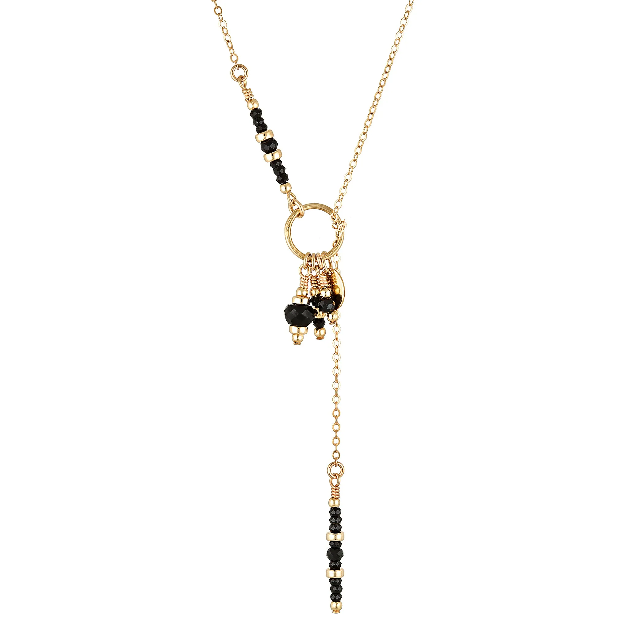 Colliss Lariat Necklace ~ Black Onyx & Spinel