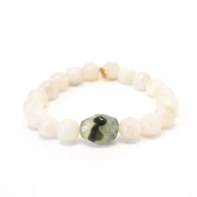 Cream Moonstone Bead Bracelet | Prehnite