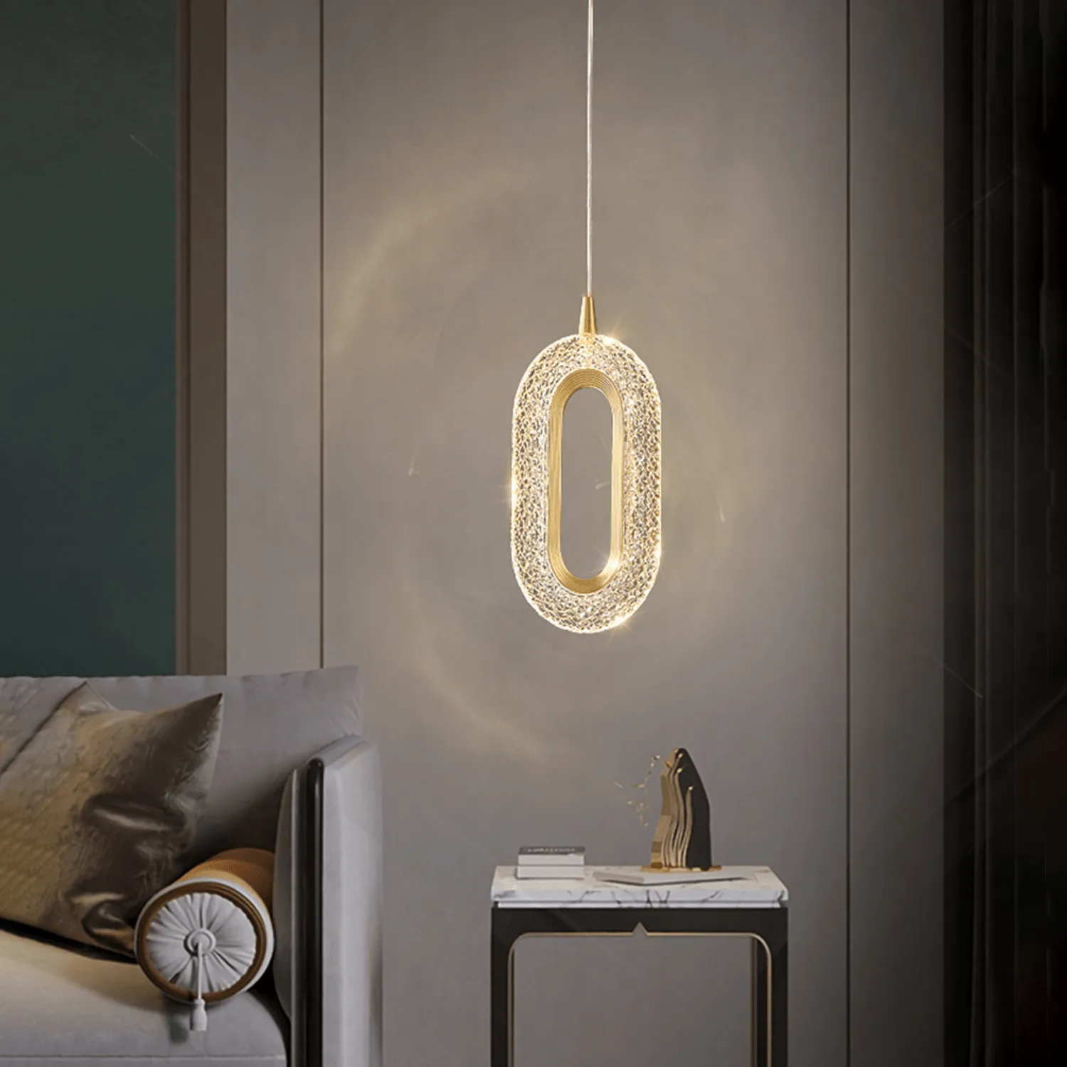 Crystal Wormhole Oval Pendant Lamp