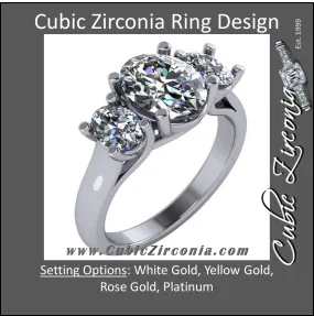 Cubic Zirconia Engagement Ring- 3.0 TCW Three-Stone Oval Cut with Woven Prongs