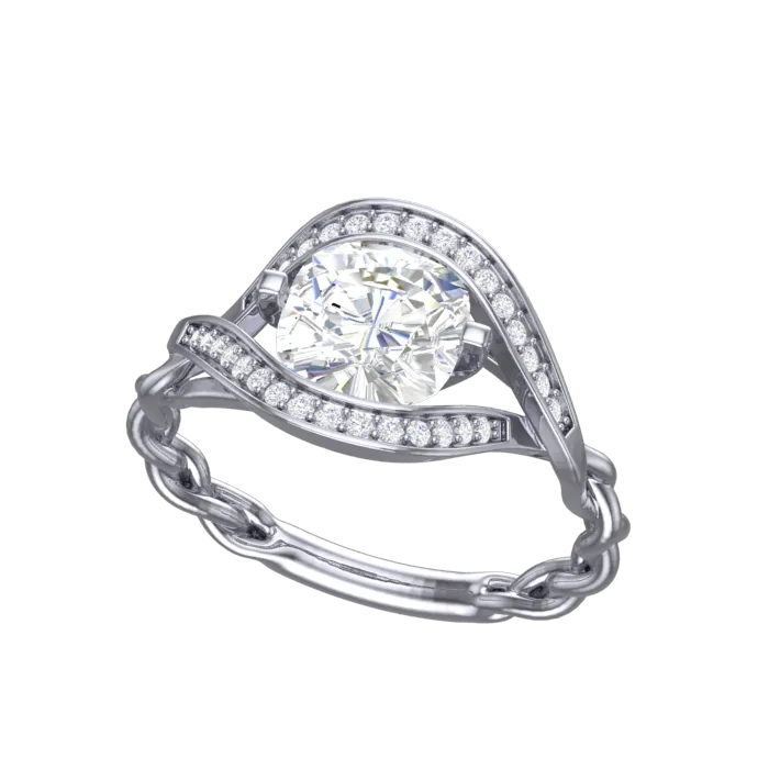 Cubic Zirconia Engagement Ring- Customer Designed Style 4006 Full Halo