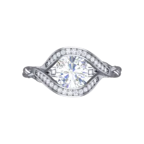 Cubic Zirconia Engagement Ring- Customer Designed Style 4006 Full Halo