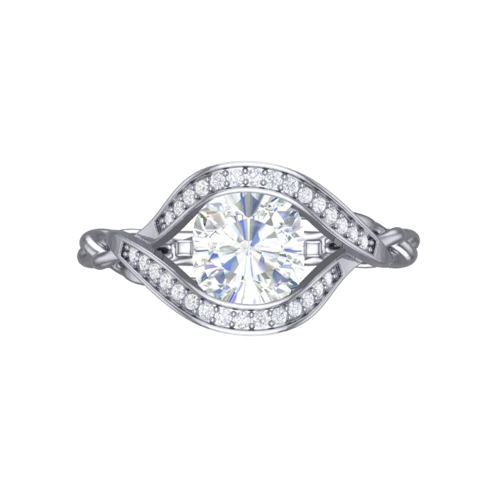 Cubic Zirconia Engagement Ring- Customer Designed Style 4006 Full Halo