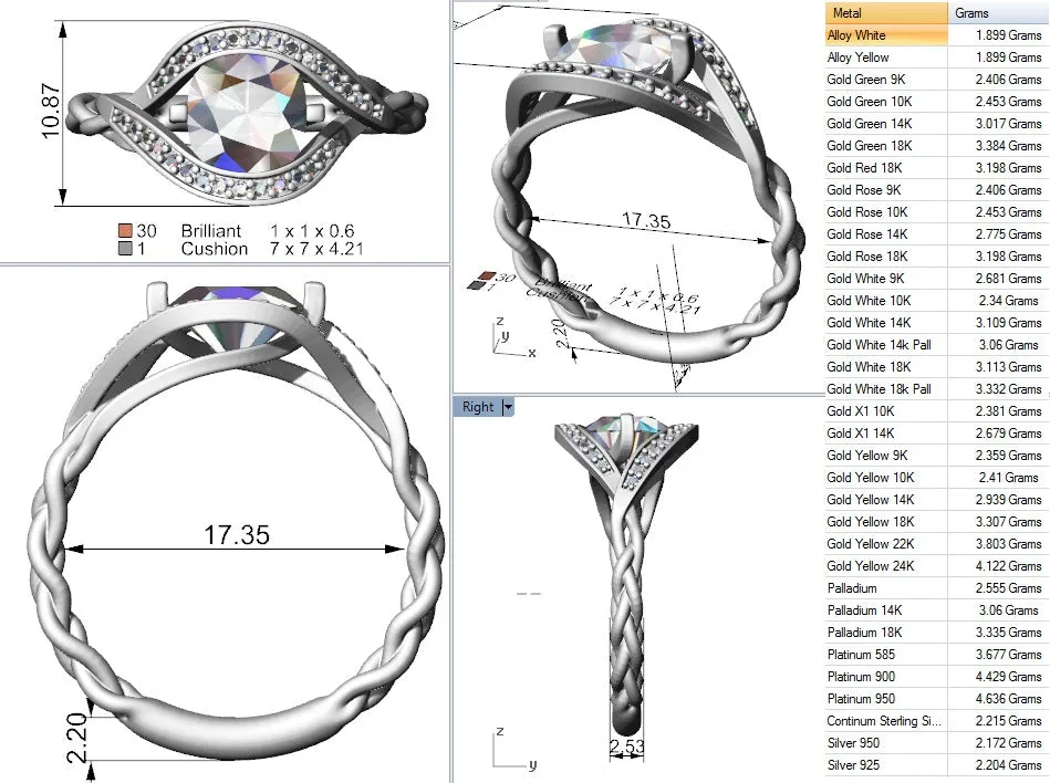 Cubic Zirconia Engagement Ring- Customer Designed Style 4006 Full Halo