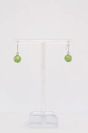 Dangling Disco Ball Crystal Sterling Silver Earrings