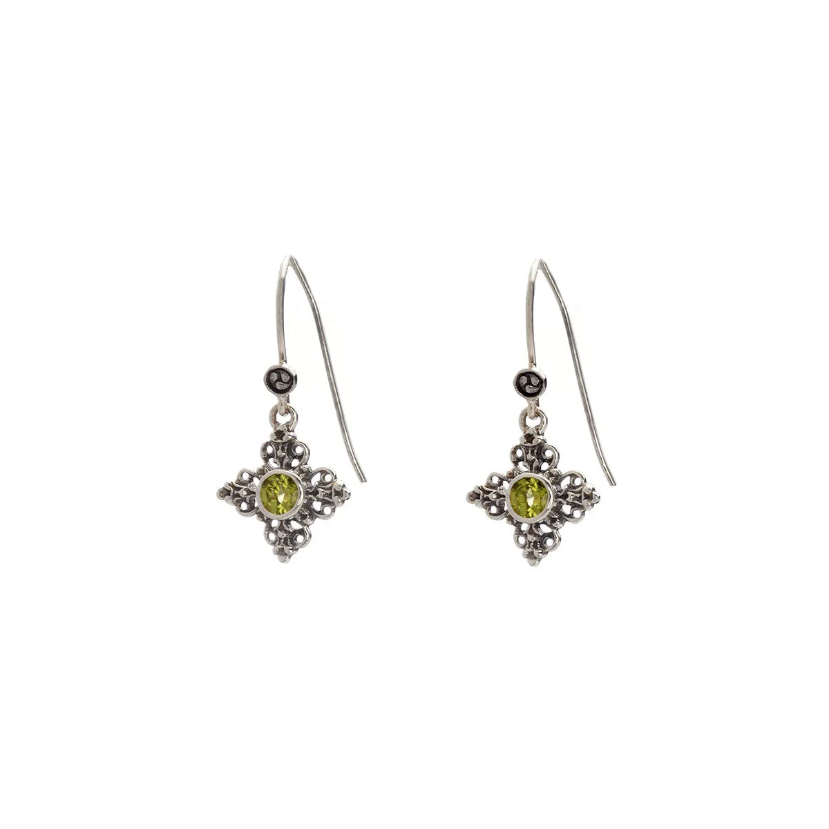 Dharmachakra Sterling Silver Peridot Grace Earring