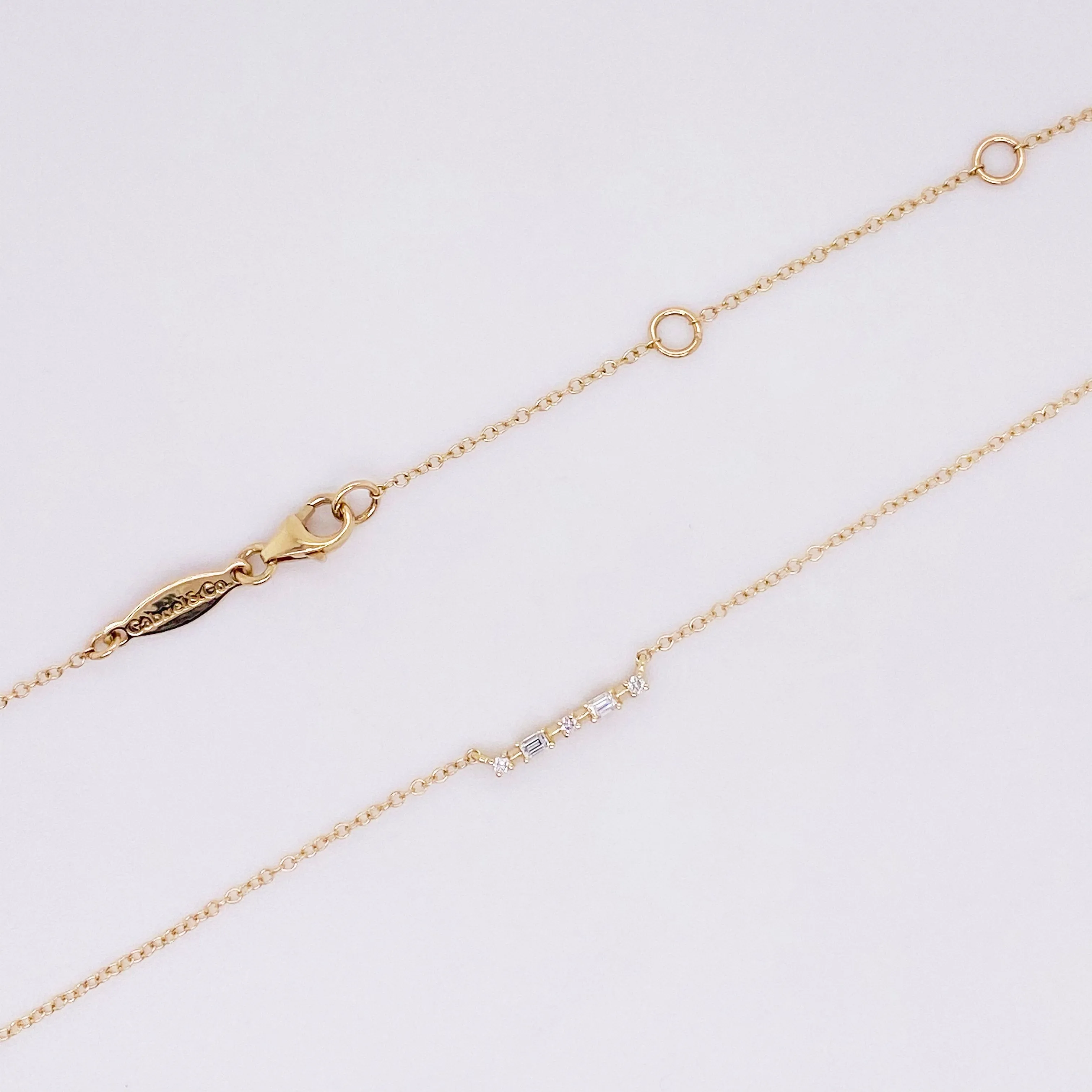 Diamond Baguette & Round Bar Necklace