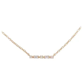 Diamond Baguette & Round Bar Necklace