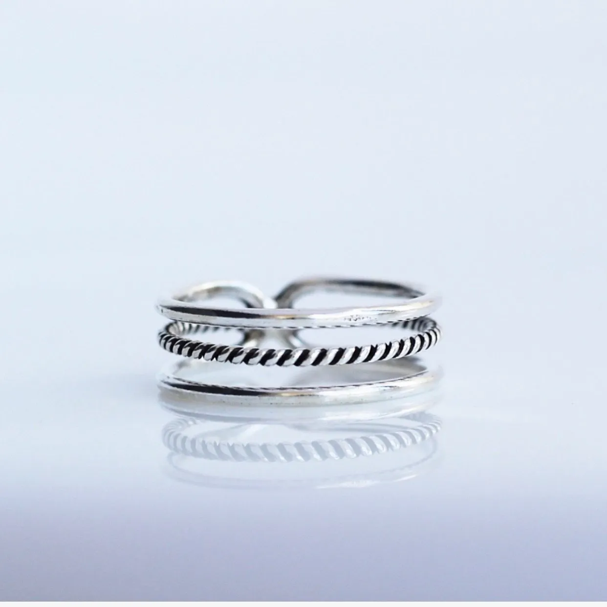 Effortless Twist Ring .925 Sterling Silver Waterproof Open Stacked Casual Ring