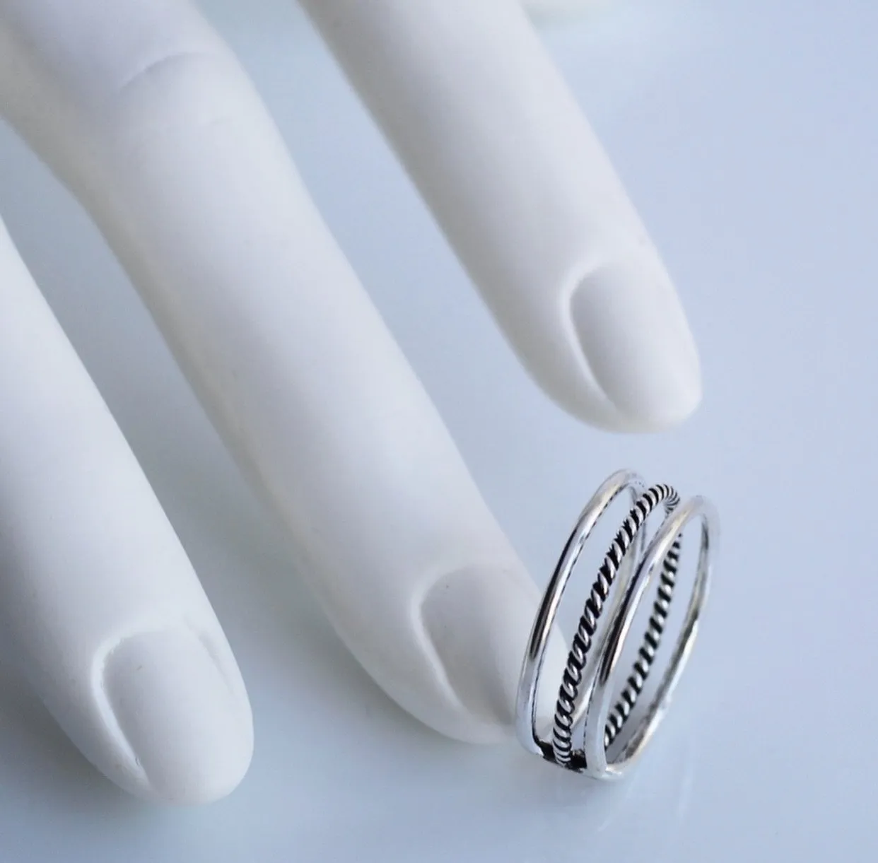 Effortless Twist Ring .925 Sterling Silver Waterproof Open Stacked Casual Ring