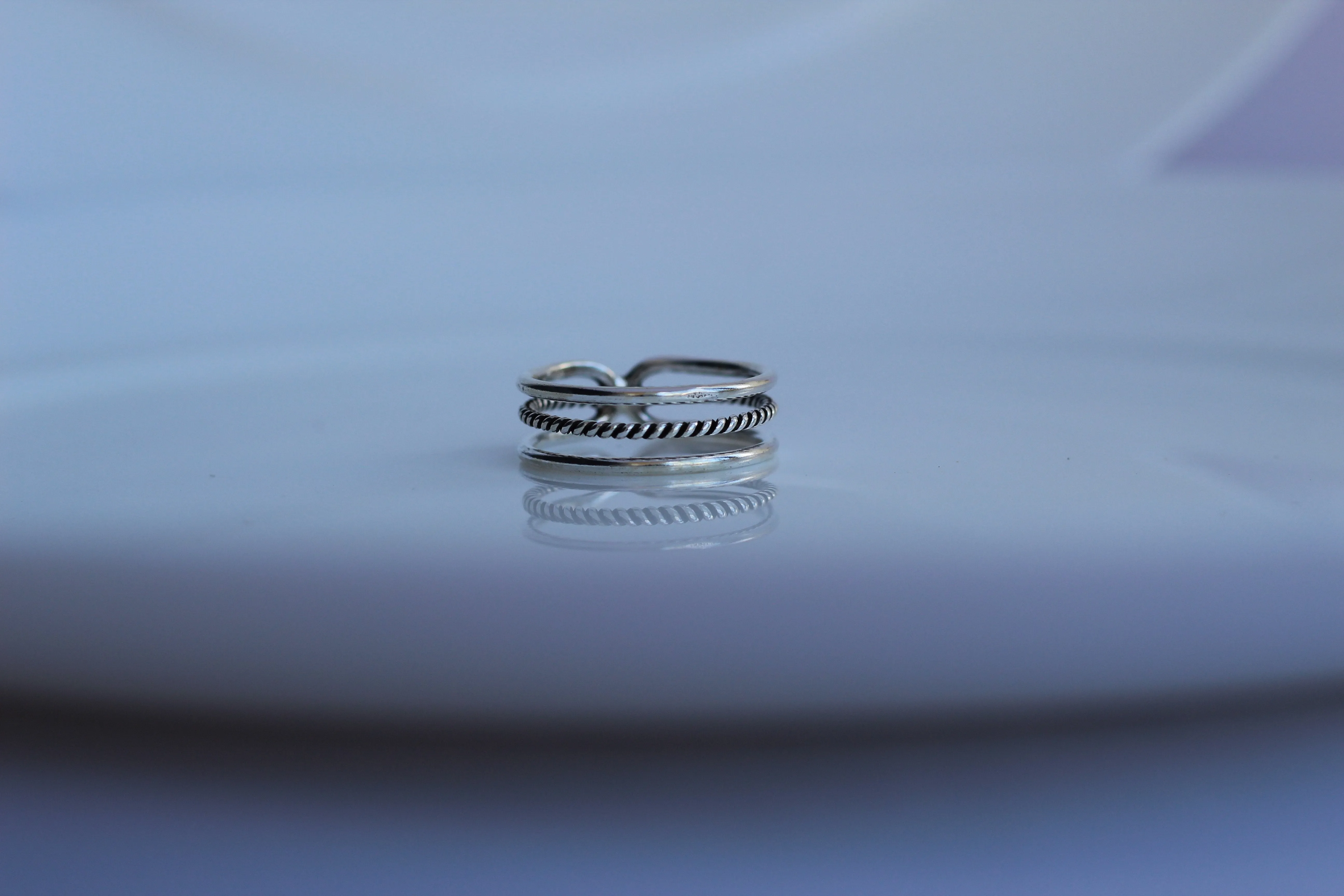 Effortless Twist Ring .925 Sterling Silver Waterproof Open Stacked Casual Ring