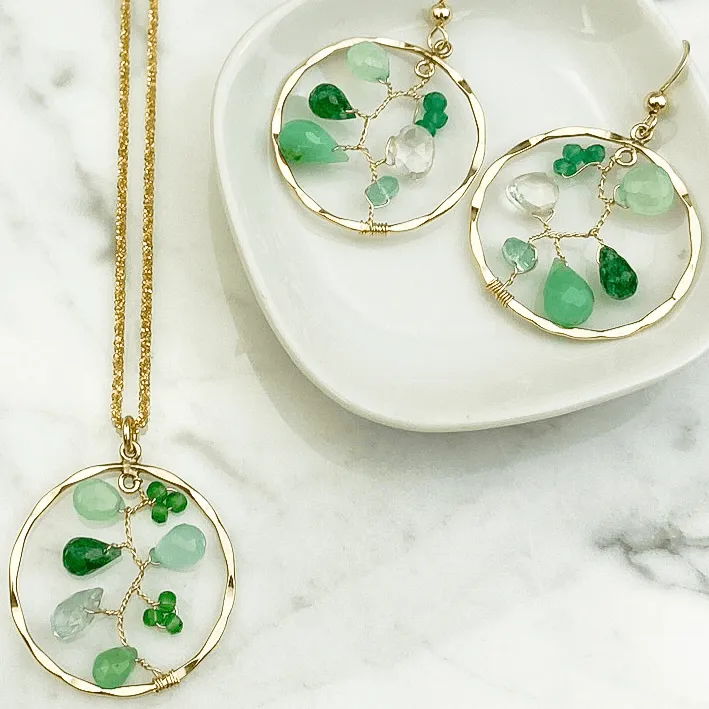 Emerald and Malachite Filigree Jewelry