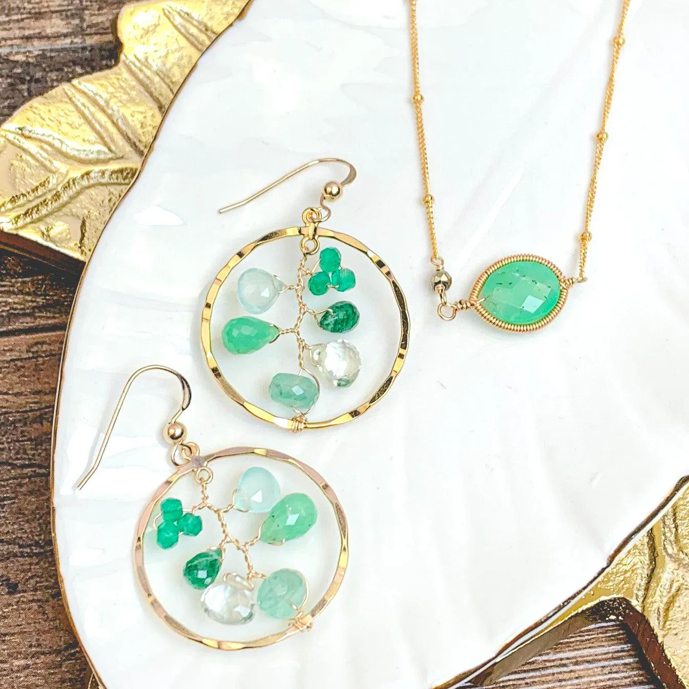 Emerald and Malachite Filigree Jewelry