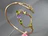 ESTATE LARGE 4.44CT DIAMOND AAA AMETHYST & PERIDOT 14K ROSE GOLD BANGLE BRACELET