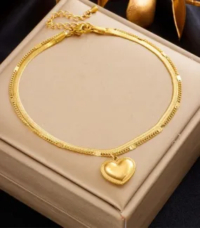 Fashion Gold Love 2-in-1 Snake Bone Chain Bracelet