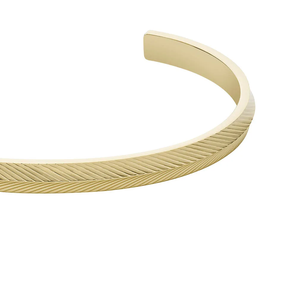 Fossil Yellow Gold Plated Stainless Steel Harlow Open Bangle