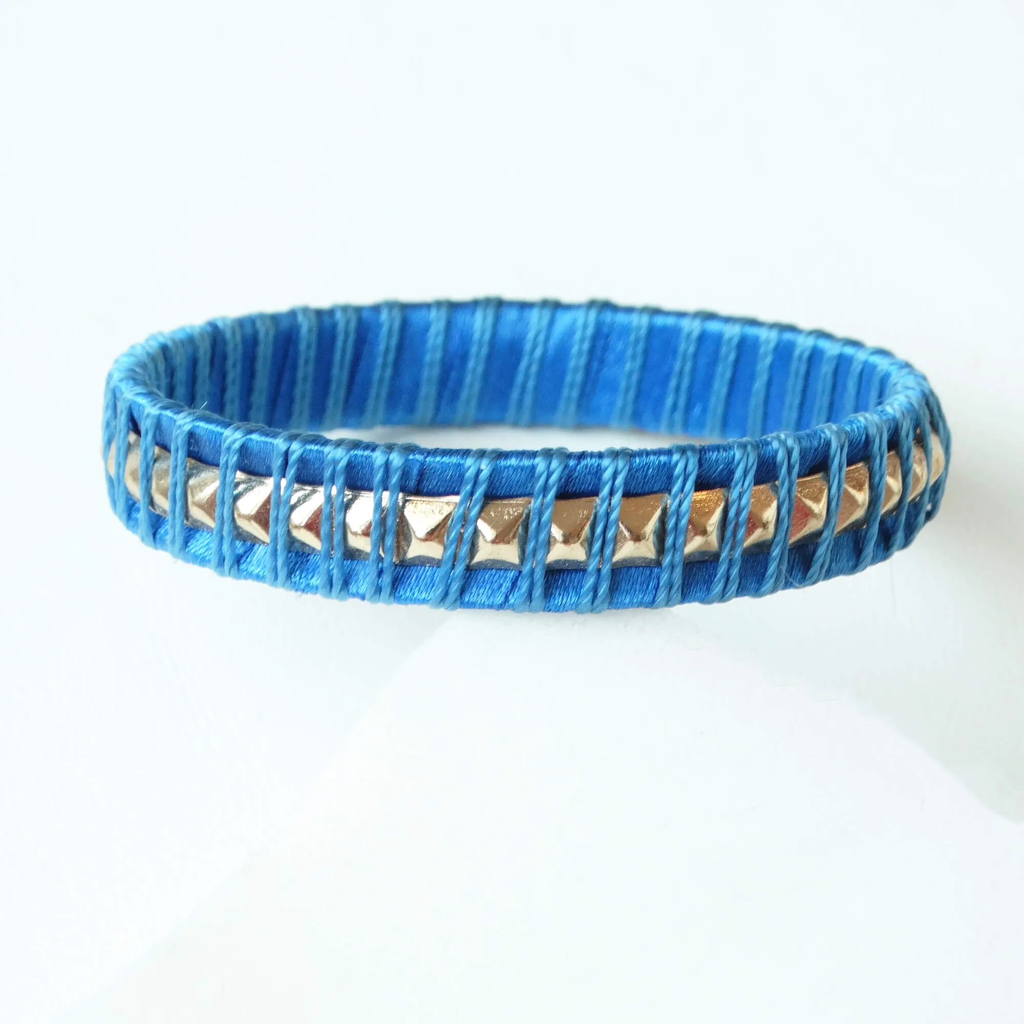 Gold and Teal Bangle Bracelet