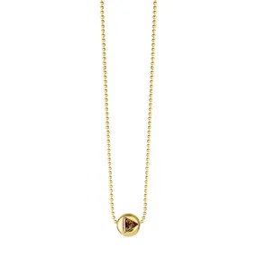 Gold Ball with Champagne Diamond on Ball Chain Necklace