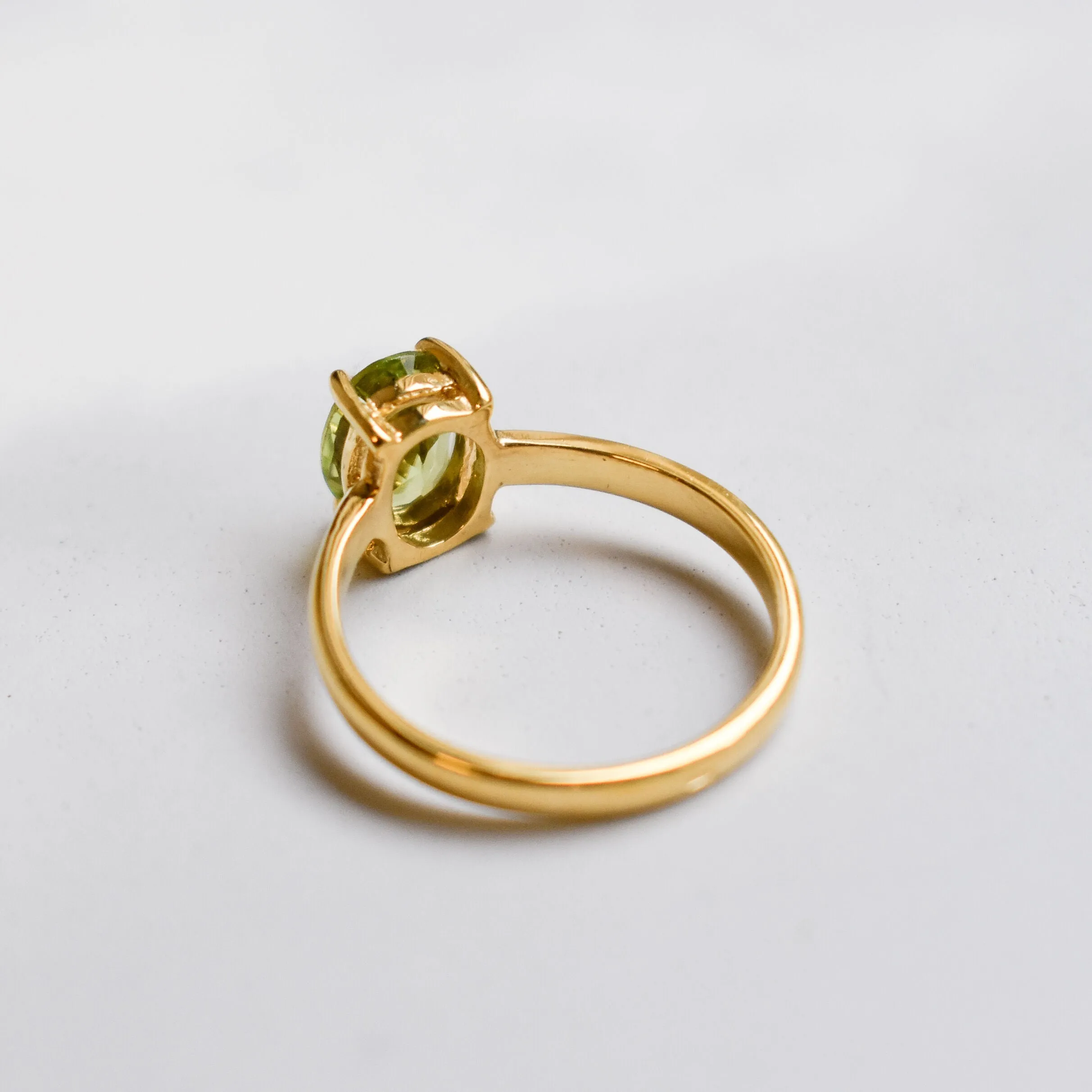 Gold Peridot Ring - Green Oval Ring - August Birthstone Ring