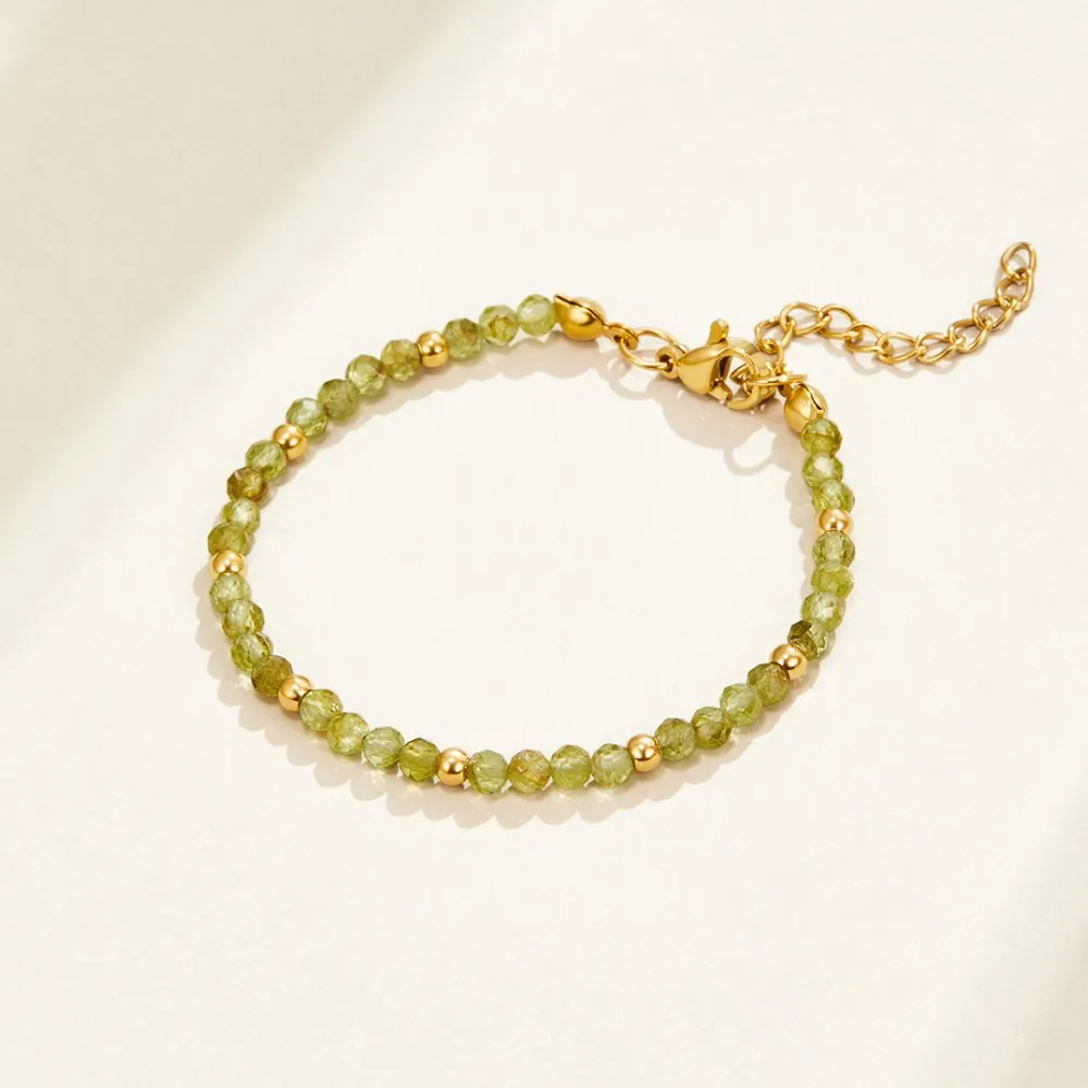 Green Peridot Bead Bracelet