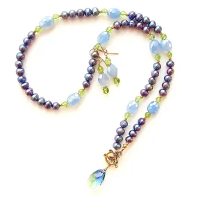 Greer: Gemstone and Pearl Necklace Set