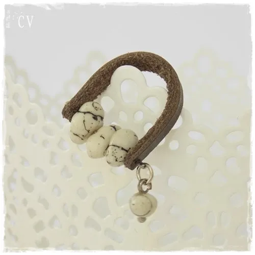 Howlite Stone Leather Ring