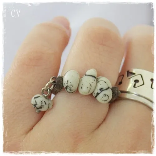 Howlite Stone Leather Ring