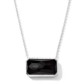 IPPOLITA WONDERLAND RECTANGULAR SLIDING PENDANT NECKLACE IN BLACK ONYX, SILVER