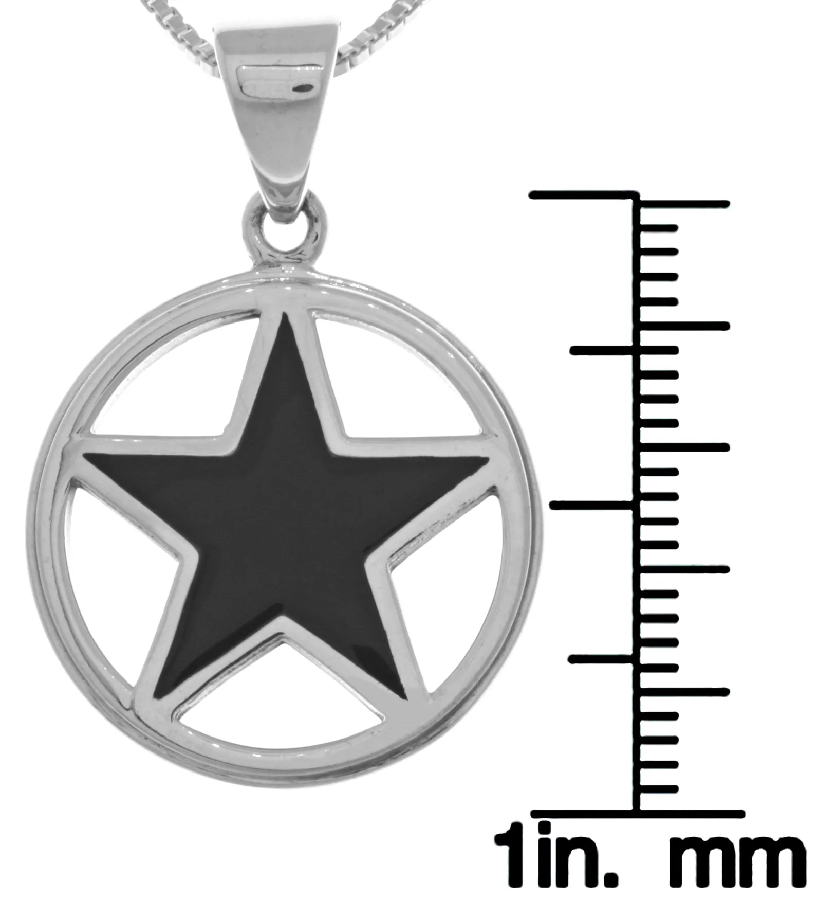 Jewelry Trends Sterling Silver Black Onyx Star Pentacle Pendant on 18 Inch Box Chain Necklace