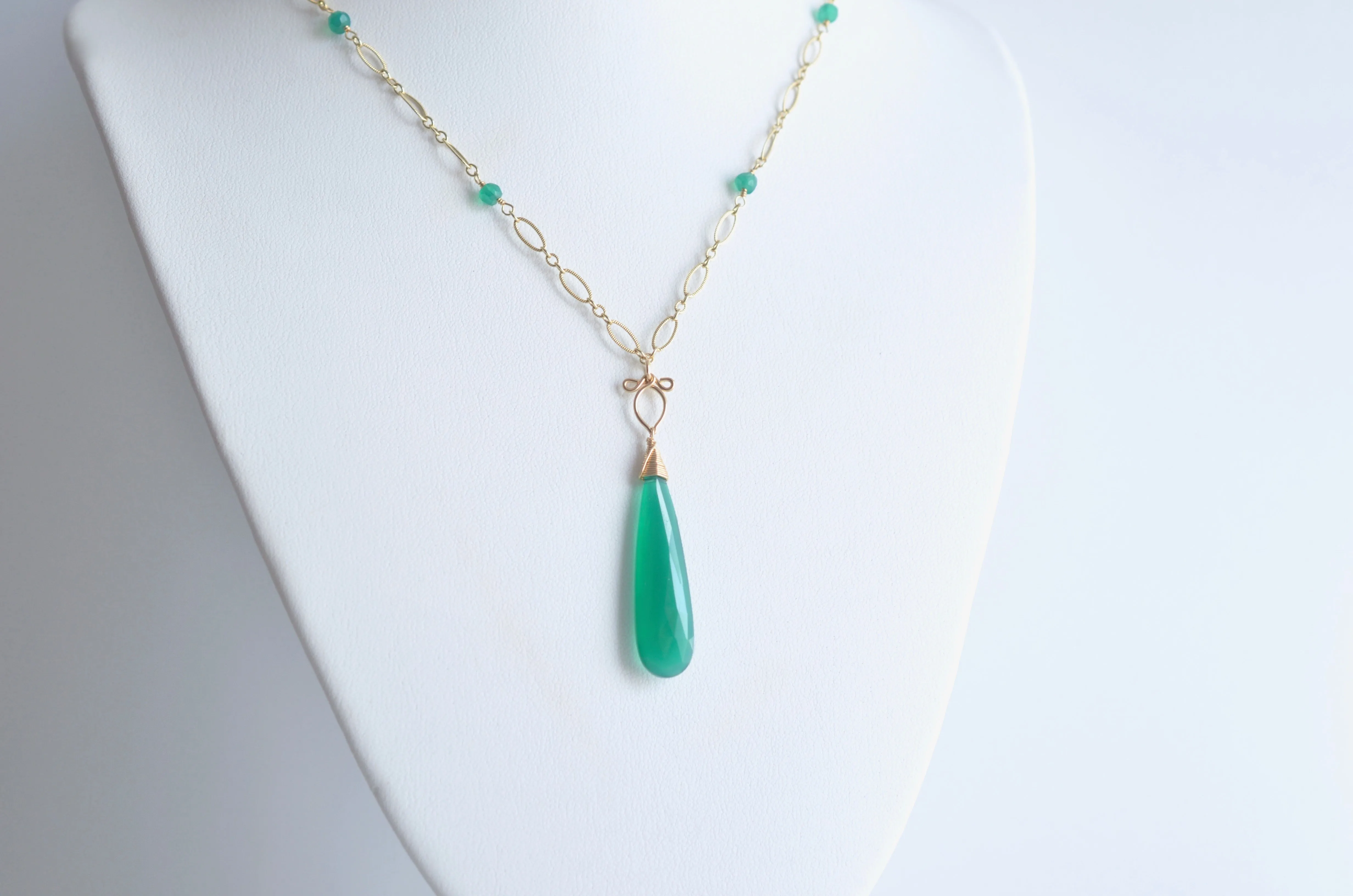 Judit - Green Onyx, 14k Gold Filled Necklace