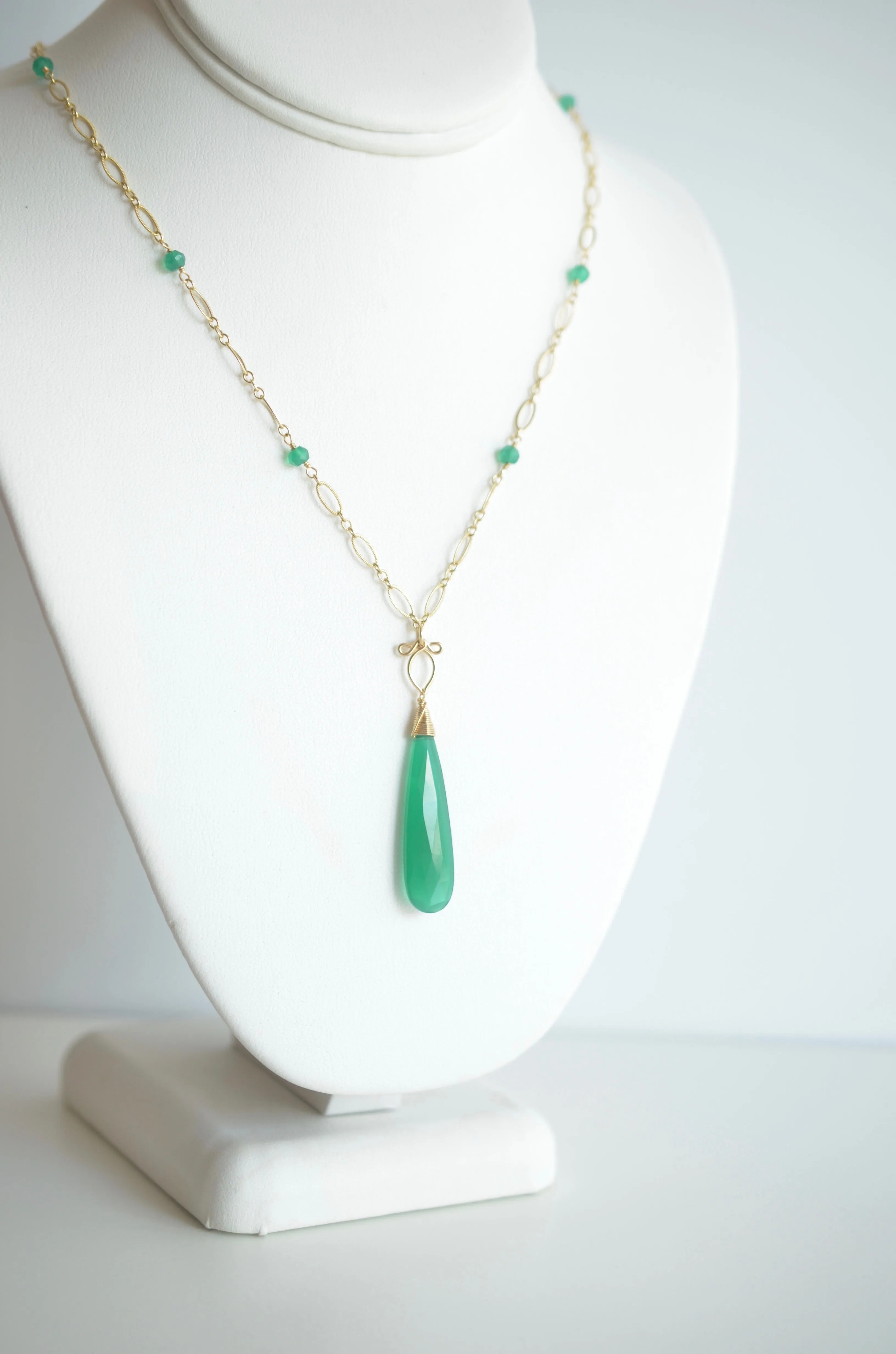 Judit - Green Onyx, 14k Gold Filled Necklace