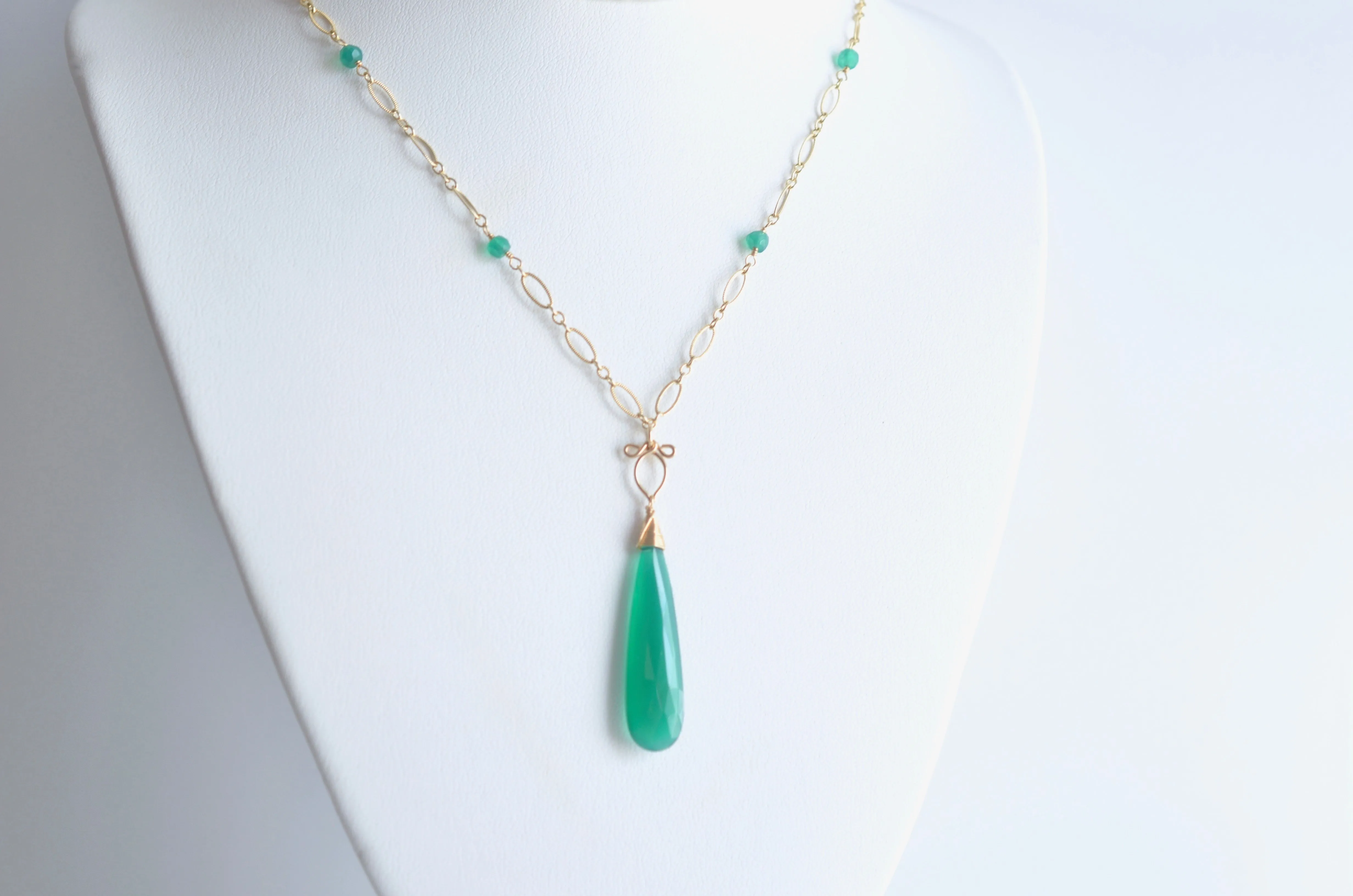 Judit - Green Onyx, 14k Gold Filled Necklace