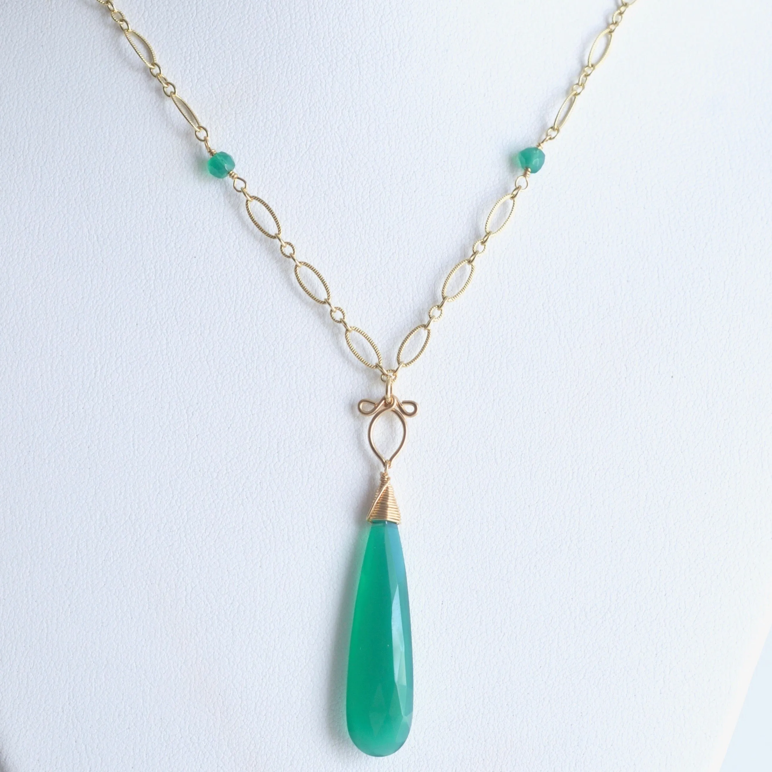 Judit - Green Onyx, 14k Gold Filled Necklace