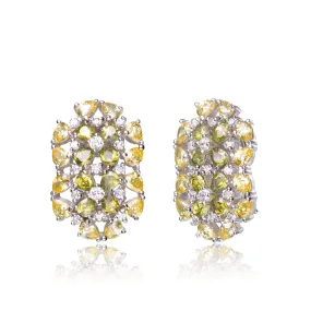 Justine Lemon And Peridot Cluster Earrings