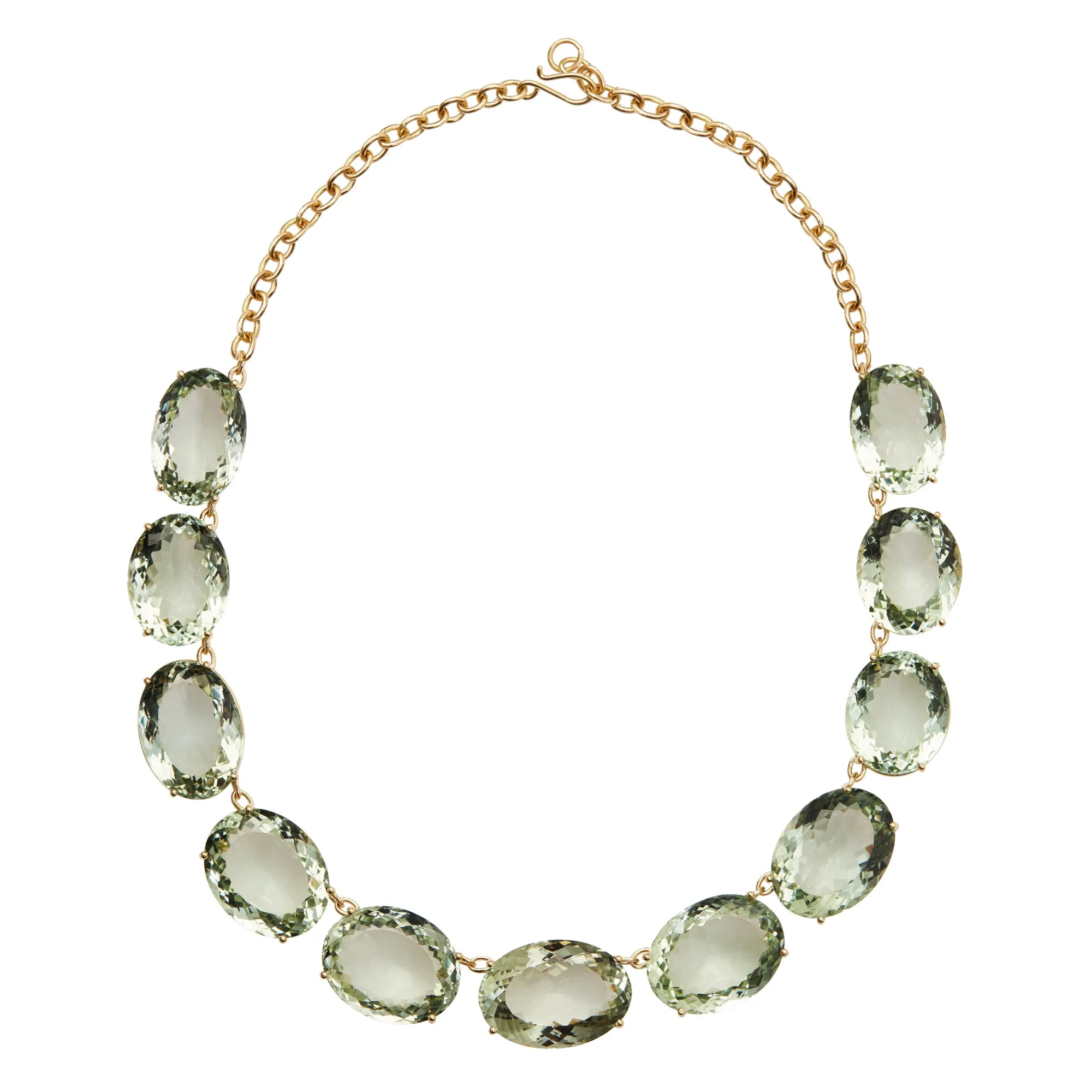 Large Crown Green Amethyst Necklace