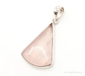 Large Vintage Rose Quartz Sterling Silver Pendant